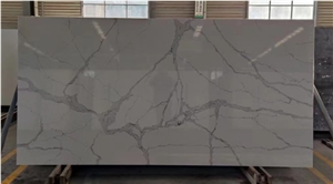 White Calacatta Quartz Artificial Slab