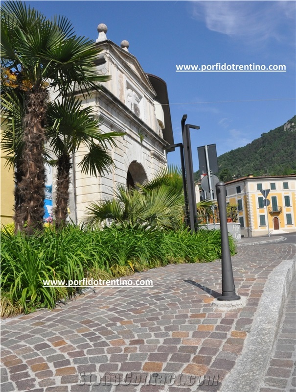 Porfido Trentino Cube Stone Pavers, Cobble Stone