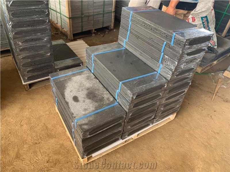 30 X 60 X 3Cm Honey Hole Lava Stone Grey Basalt Tile