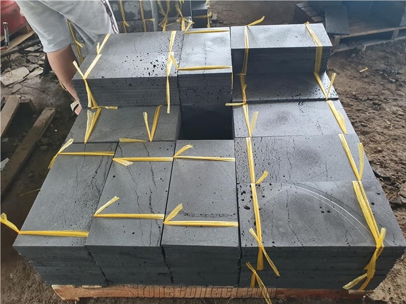 30 X 60 X 3Cm Honey Hole Lava Stone Grey Basalt Tile