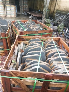 Bushed Hammered Black Basalt Stepping Stone