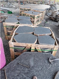 Bushed Hammered Black Basalt Stepping Stone
