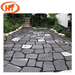 Flamed Crazy/Tumbled Black Basalt Stepping Stone