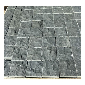 Flamed, Mushroom, Handmade Black Basalt Paving Stone 