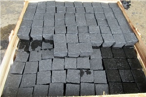 Flamed, Mushroom, Handmade Black Basalt Paving Stone 