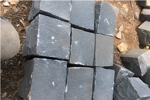 Flamed, Mushroom, Handmade Black Basalt Paving Stone 