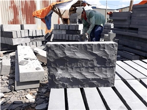 Mushroom/Handmade Cobble Black Basalt Stone