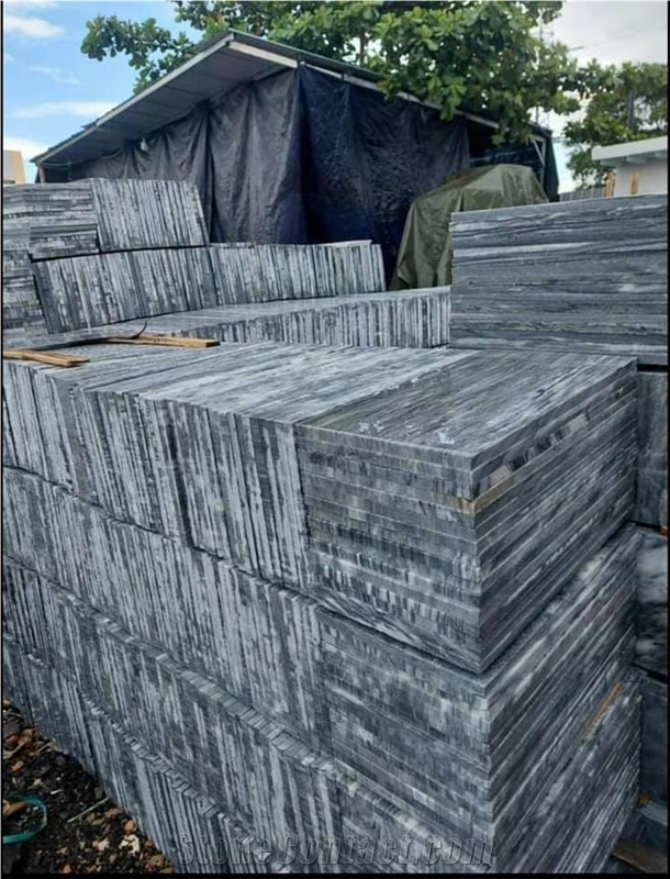 Swimming Pool Marble Paving Tile Black Tiger Veins Pool Pavers