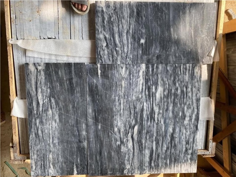 Swimming Pool Marble Paving Tile Black Tiger Veins Pool Pavers