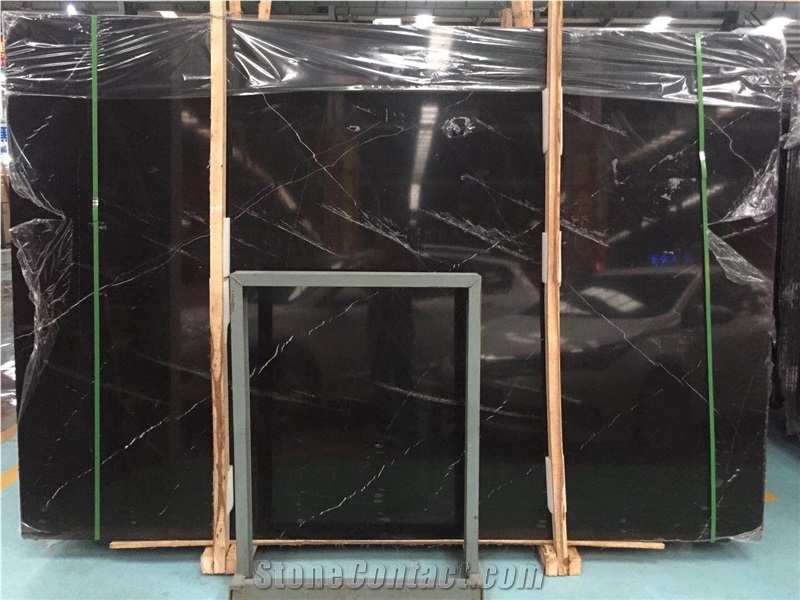 Deep Black Marble With White Veining African Black Marble