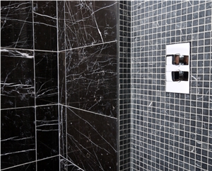 Honed Black Fade Marble, Crocodile Black Marble Tiles 