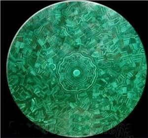 Malachite Stone,Semiprecious Stone In Round Table Top,
