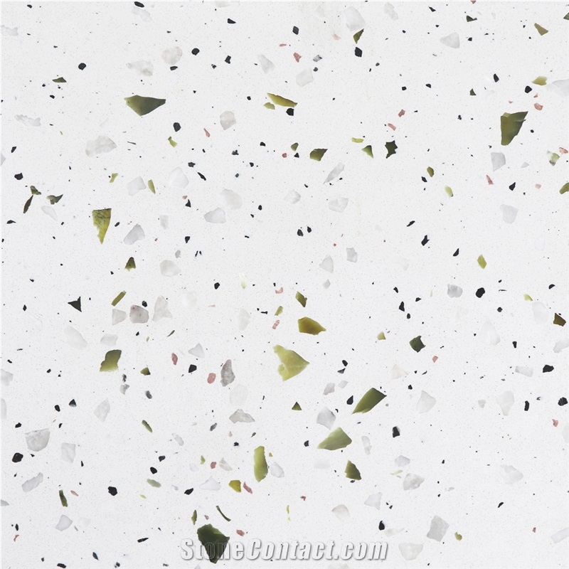 White Greenterrazzo  Cement Floor Cover Commercial Design