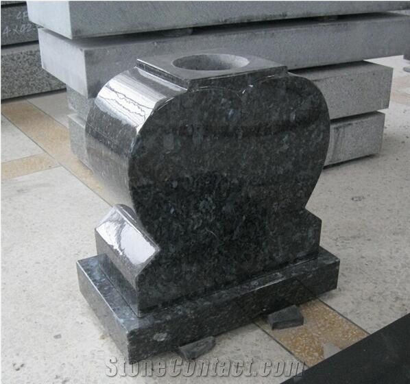 Blue Pearl Granite Heart Vases Flower Holders
