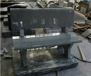 G633 Light Gray Granite Monument & Tombstone Cemetery Bench