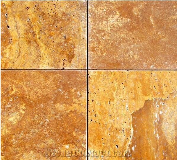 Gold Travertine , Afyon Yellow Travertine Tumbled