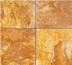 Gold Travertine , Afyon Yellow Travertine Tumbled