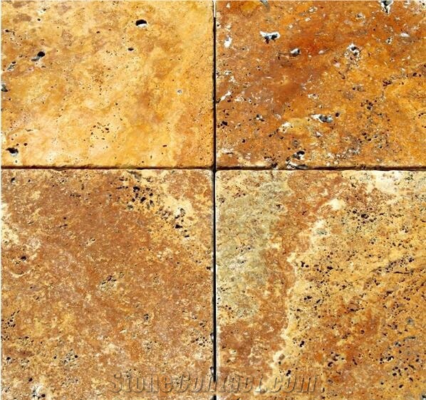Gold Travertine , Afyon Yellow Travertine Tumbled