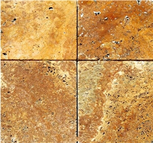 Gold Travertine , Afyon Yellow Travertine Tumbled