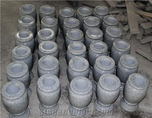 Light Grey G633 Polished Turned Monumental Vases