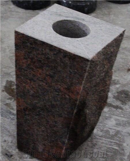 Multicolor Red Polished Square Monumental Vase