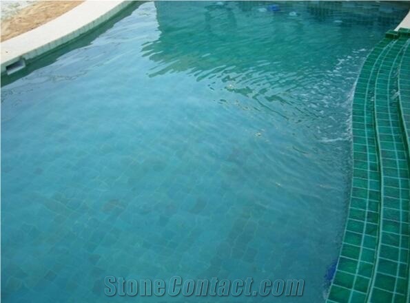 Natural Green Swimming Pool Tiles Green Sukabumi Stone
