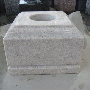 Pearl White Granite Square Tombstone Vases For Cemetory 