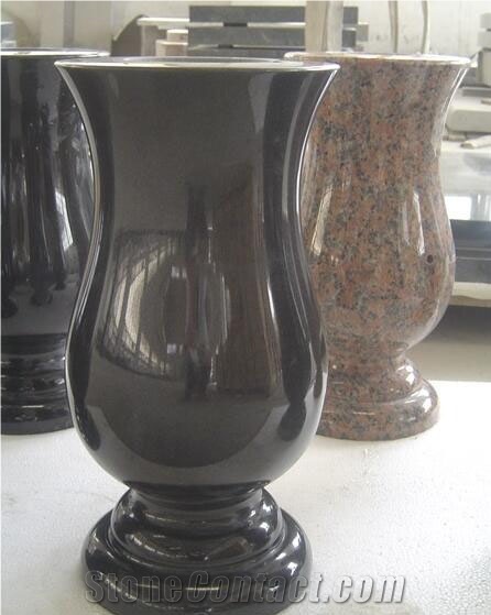 Shanxi Black Granite Monumental Vases,Flower Holder