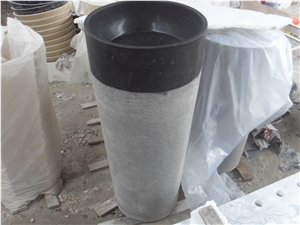 Limestone Bathroom Round Sink Belgium Blue Pedestal Basin