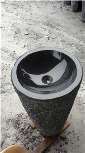 Marble Bathroom Sink Black Marquina Pedestal Wash Basin