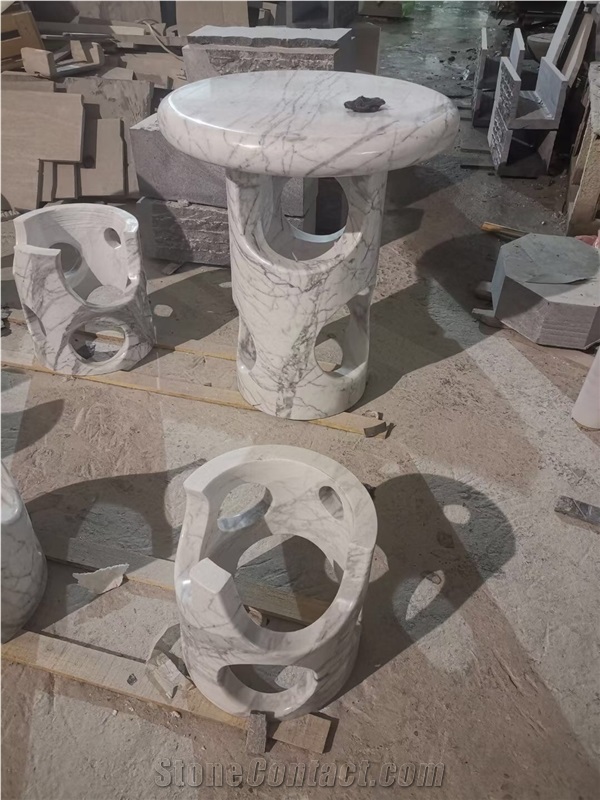 Marble Design Hotel Cafe Furniture Table Statuario Stool