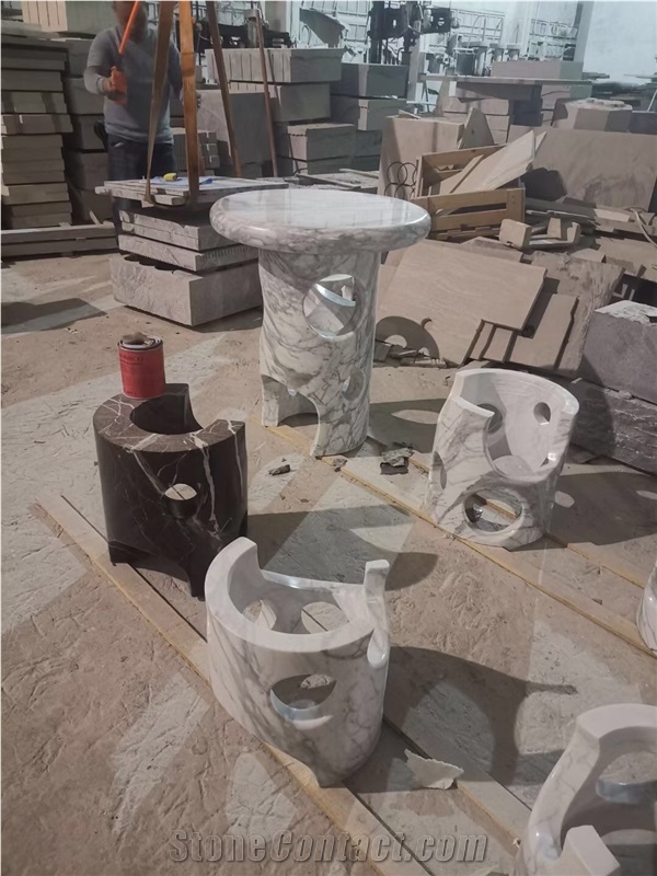 Marble Design Hotel Cafe Furniture Table Statuario Stool