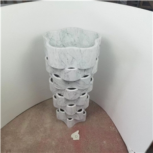 Marble Design Stone Round Sink Stacked Carrara Wash Basin