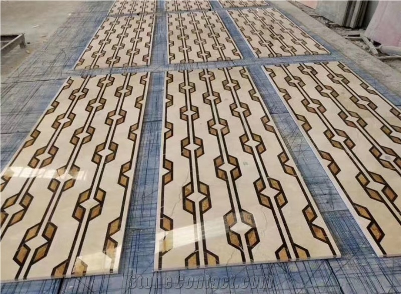 Marble Design Waterjet Floor Medallion Stone Carpet Rosettes