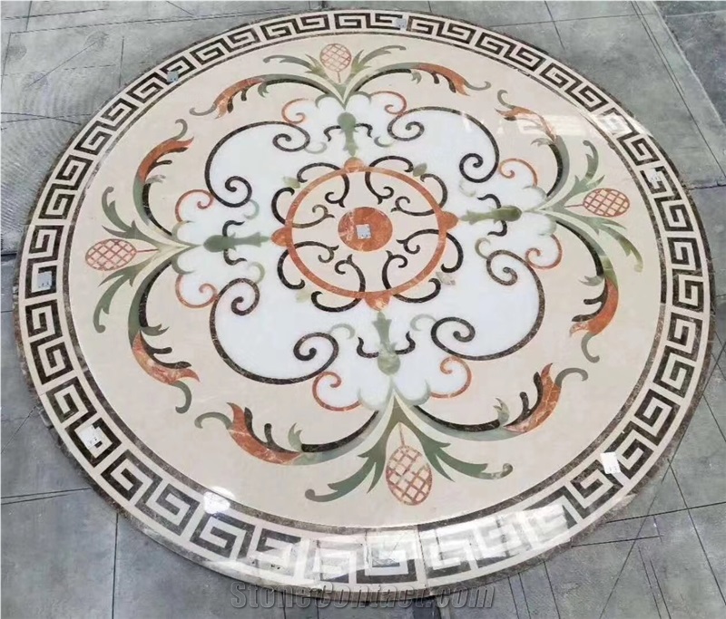 Marble Design Waterjet Floor Medallion Stone Carpet Rosettes