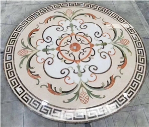 Marble Design Waterjet Floor Medallion Stone Carpet Rosettes