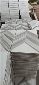 Marble Mosaic Pattern Design Palissandro Blue Chevron Tile 