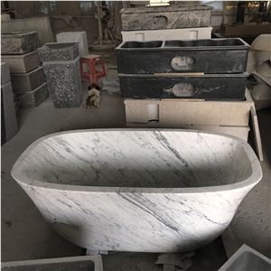 Marble Stone Oval Bathtub Statuario Freestanding Bath Tubs 