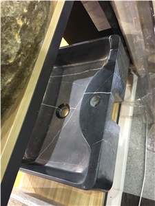 Marble Stone Rectangle Wash Basin Nero Marquina Bath Sink