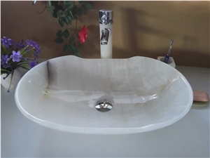 Onyx Stone Bathroom Rectangle Sink White Onyx Wash Basin