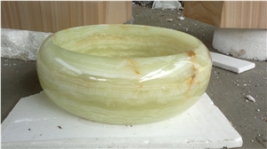 Onyx Stone Round Bathroom Sink Green Onyx Wide Wash Basin