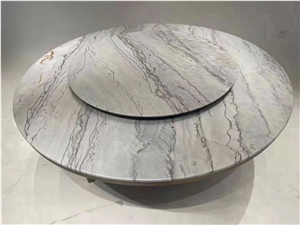 Quartzite Restaurant Dining Table White Stone Home Furniture