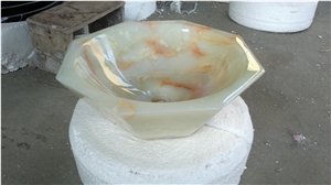 Stone Bathroom Round Sink Light Green Onyx Wash Basin