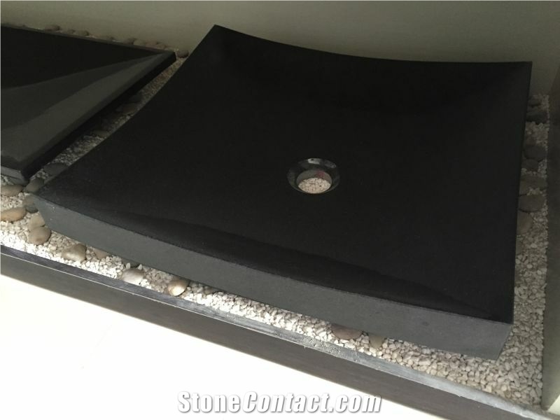Stone Bathroom Round Wash Basin Grey Basalt Square Sink