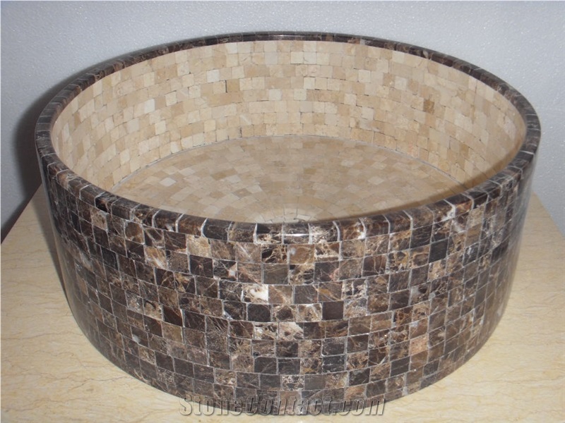 Stone Design Bathroom Mosaic Sink Marble Mosaic Wash Basin