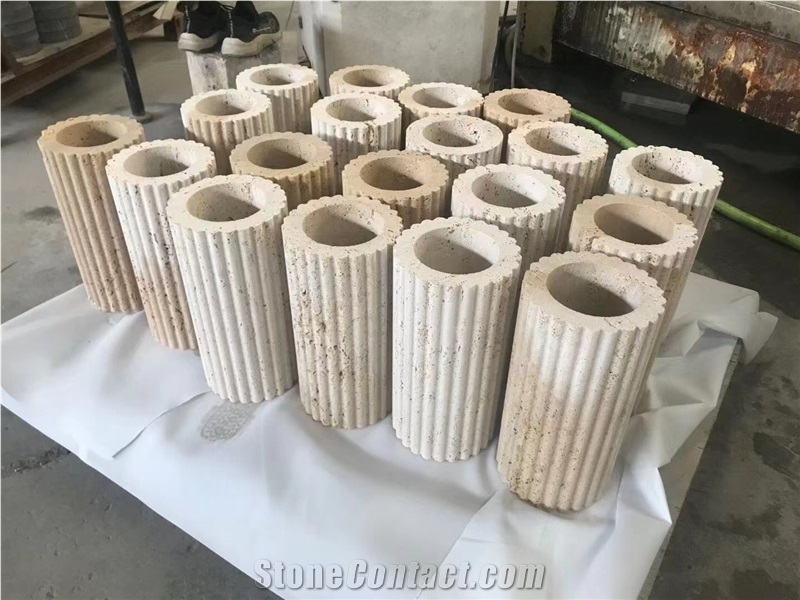 Stone Design Home Decorative Product Travertine Flower Vase