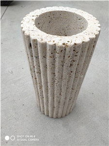 Stone Design Home Decorative Product Travertine Flower Vase