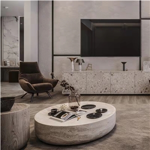 Stone Home Furniture Silver Travertine Coffee Table 