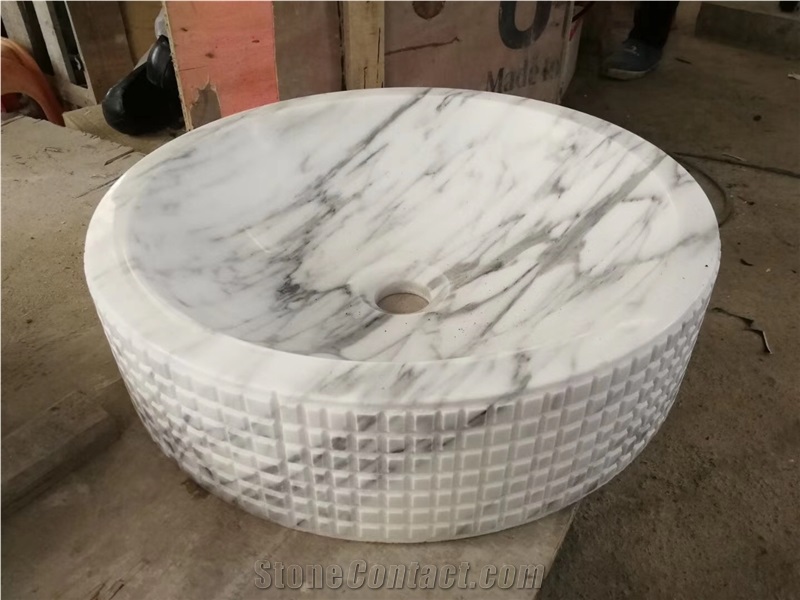 Stone Rectangle Vessel Sink White Onyx Wash Basink Sink 