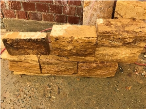 Yellow Gold Travertine Splitface Wall Bricks